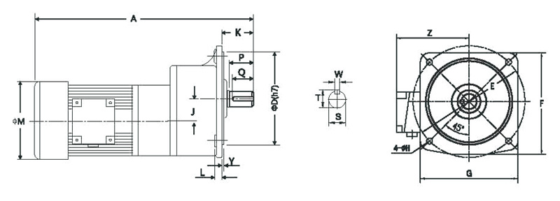 GV立式三相高速比缩框型(刹车)减速马达齿轮减速电机图纸