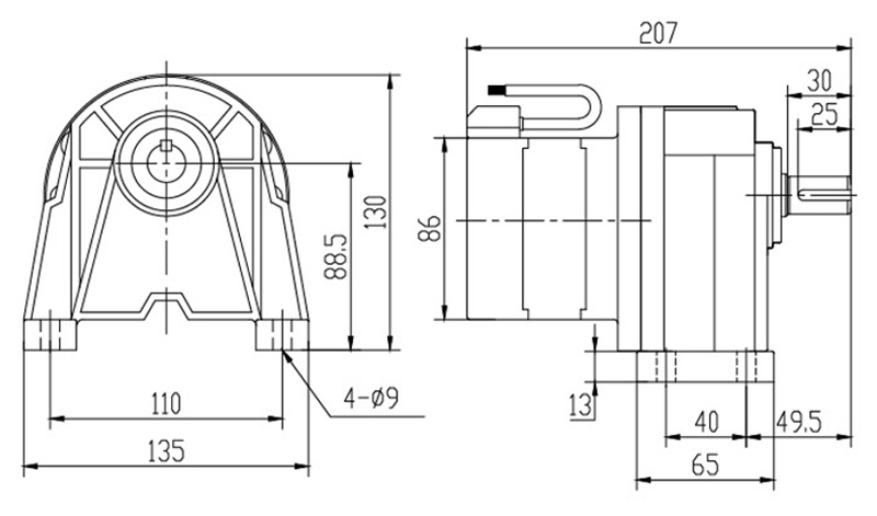 SH18-200W微型永磁减速电机图纸