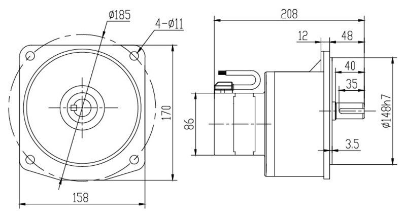 SV22-200W微型永磁减速电机图纸